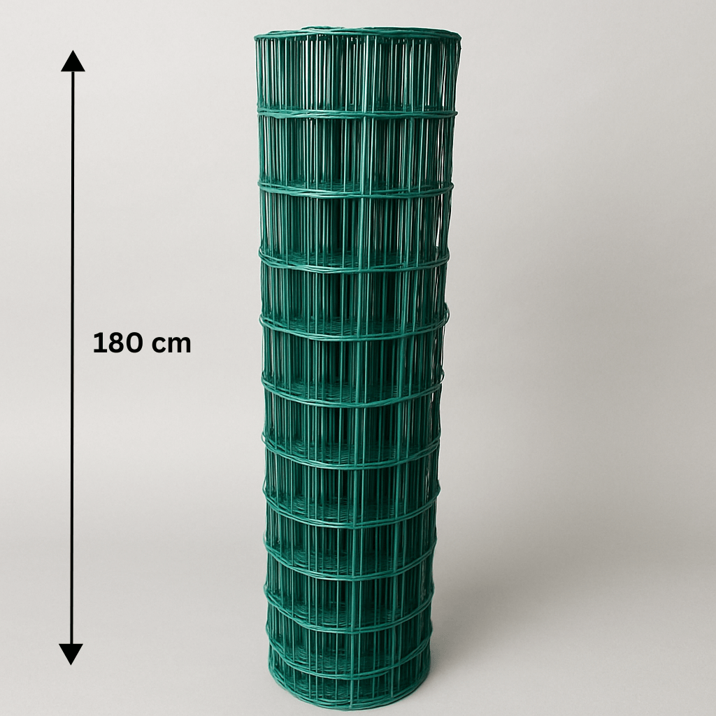 Zavarena plastificirana mreža Metuje - zelena - visina 180 cm, otvor 100*50 mm, rola 25 m